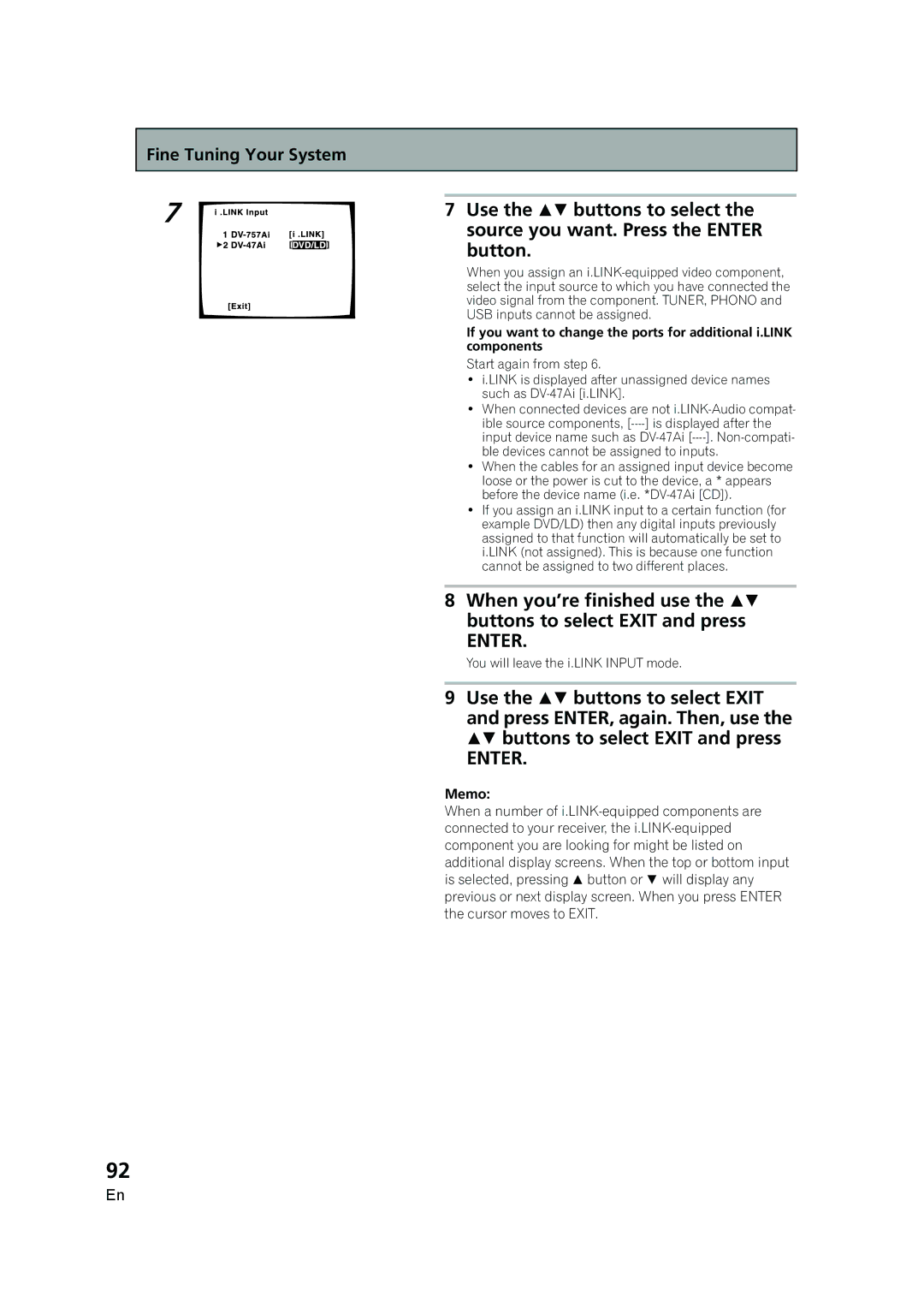 Pioneer VSX-AX5i-G Source you want. Press the Enter, If you want to change the ports for additional i.LINK, Components 