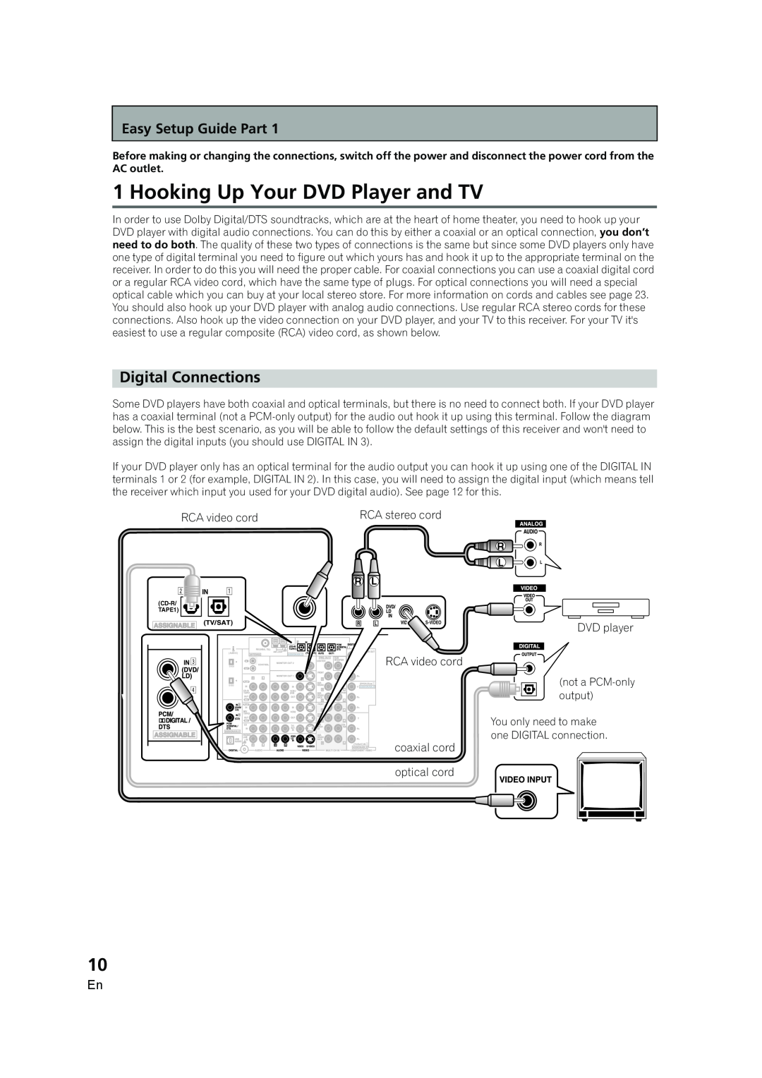 Pioneer VSX-AX5i-G manual Hooking Up Your DVD Player and TV, Digital Connections 