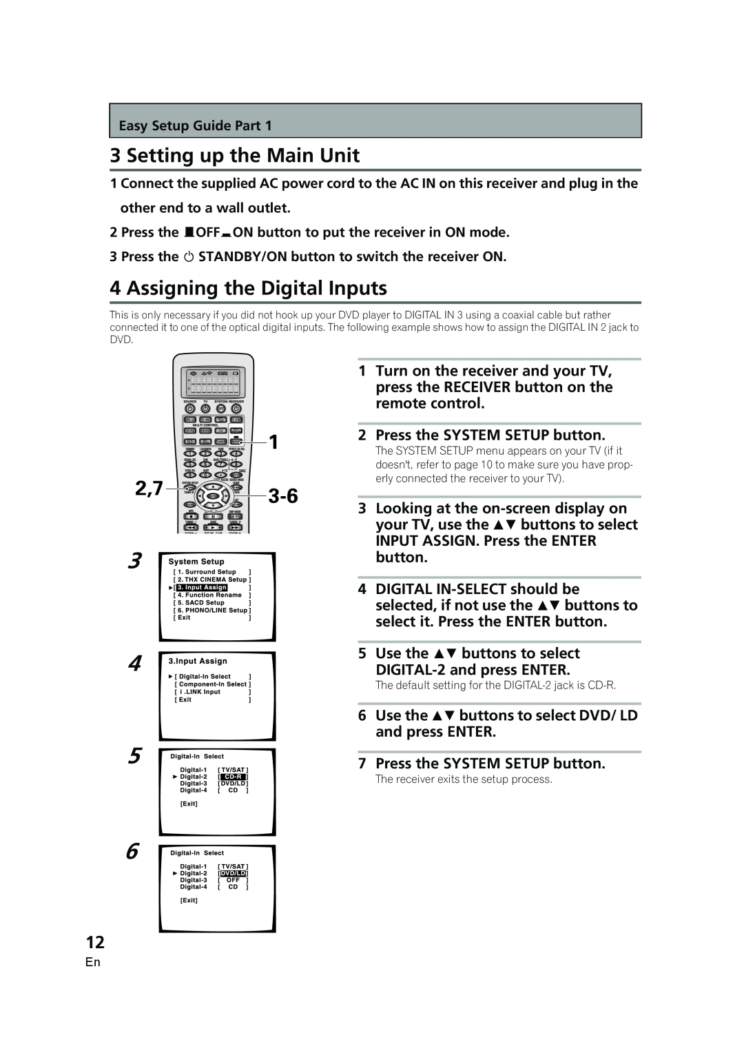 Pioneer VSX-AX5i-G manual Setting up the Main Unit, 4Assigning the Digital Inputs 