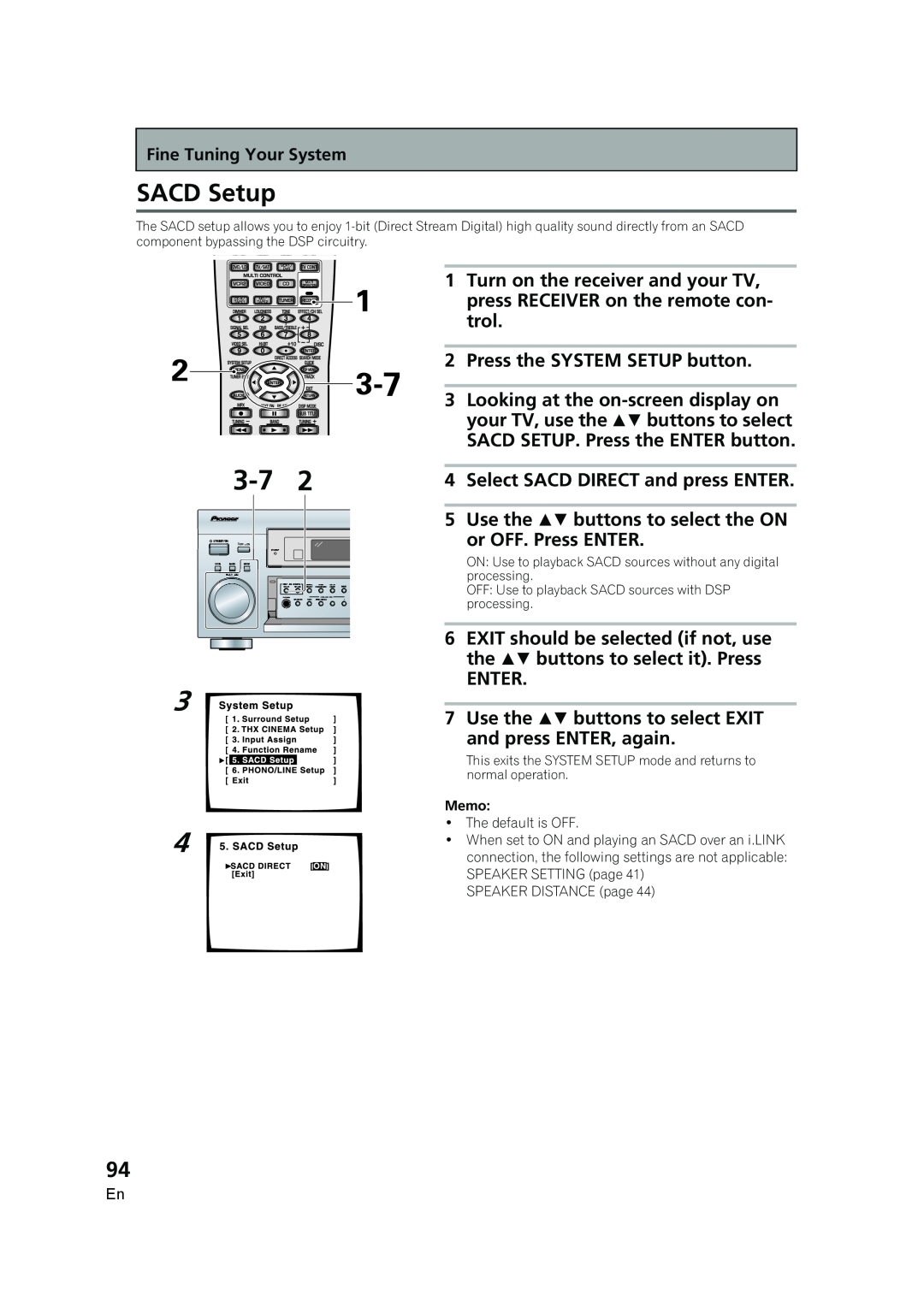 Pioneer VSX-AX5i-G manual 3-72, SACD Setup 