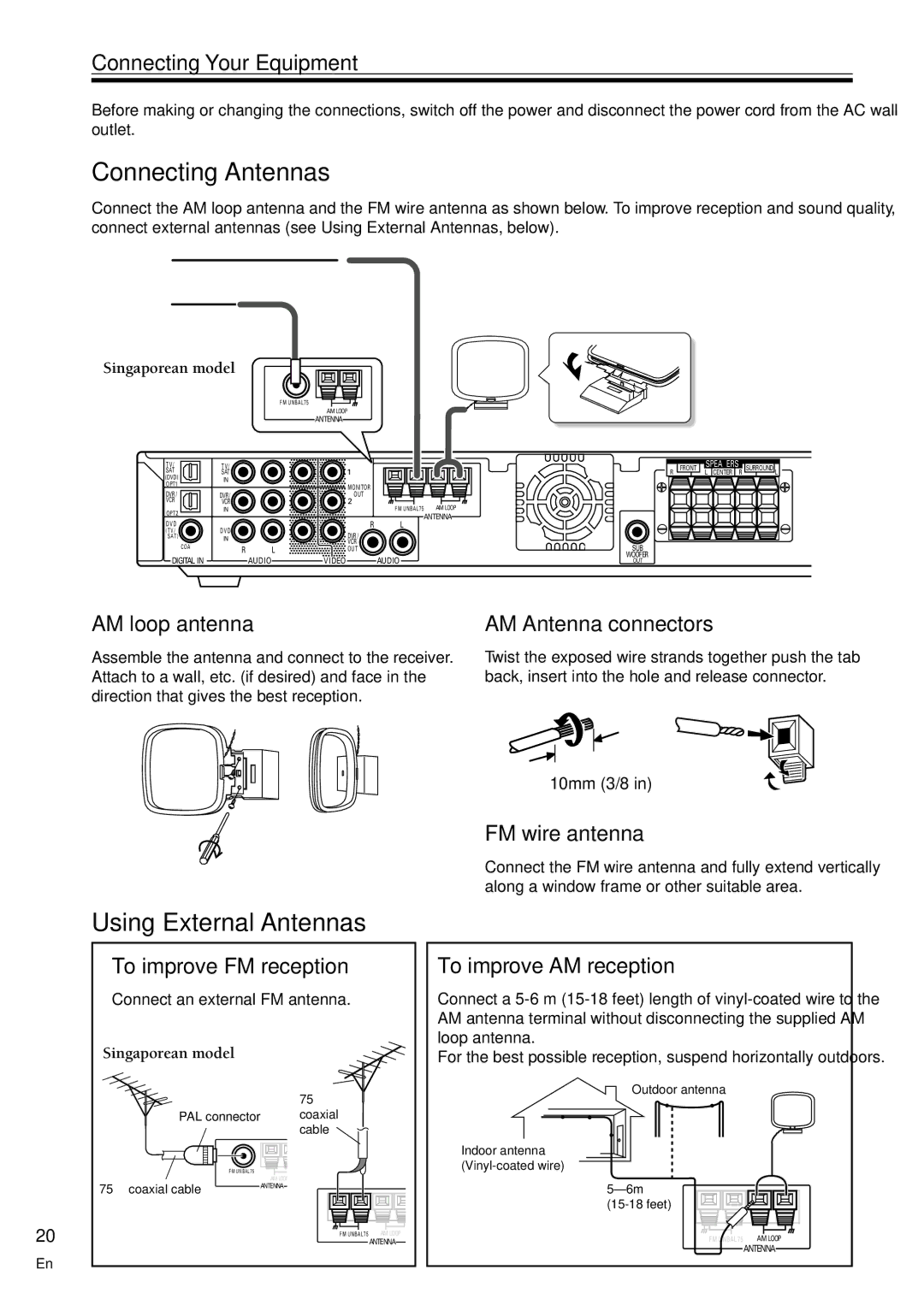 Pioneer VSX-C100-S operating instructions Connecting Antennas, Using External Antennas 