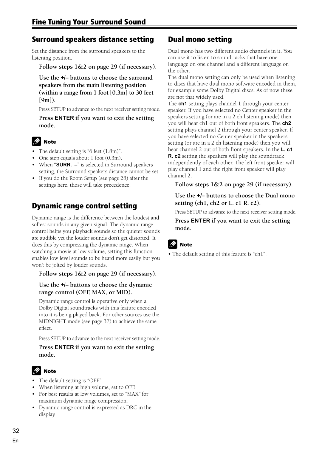 Pioneer VSX-C100-S operating instructions Dynamic range control setting, Dual mono setting 