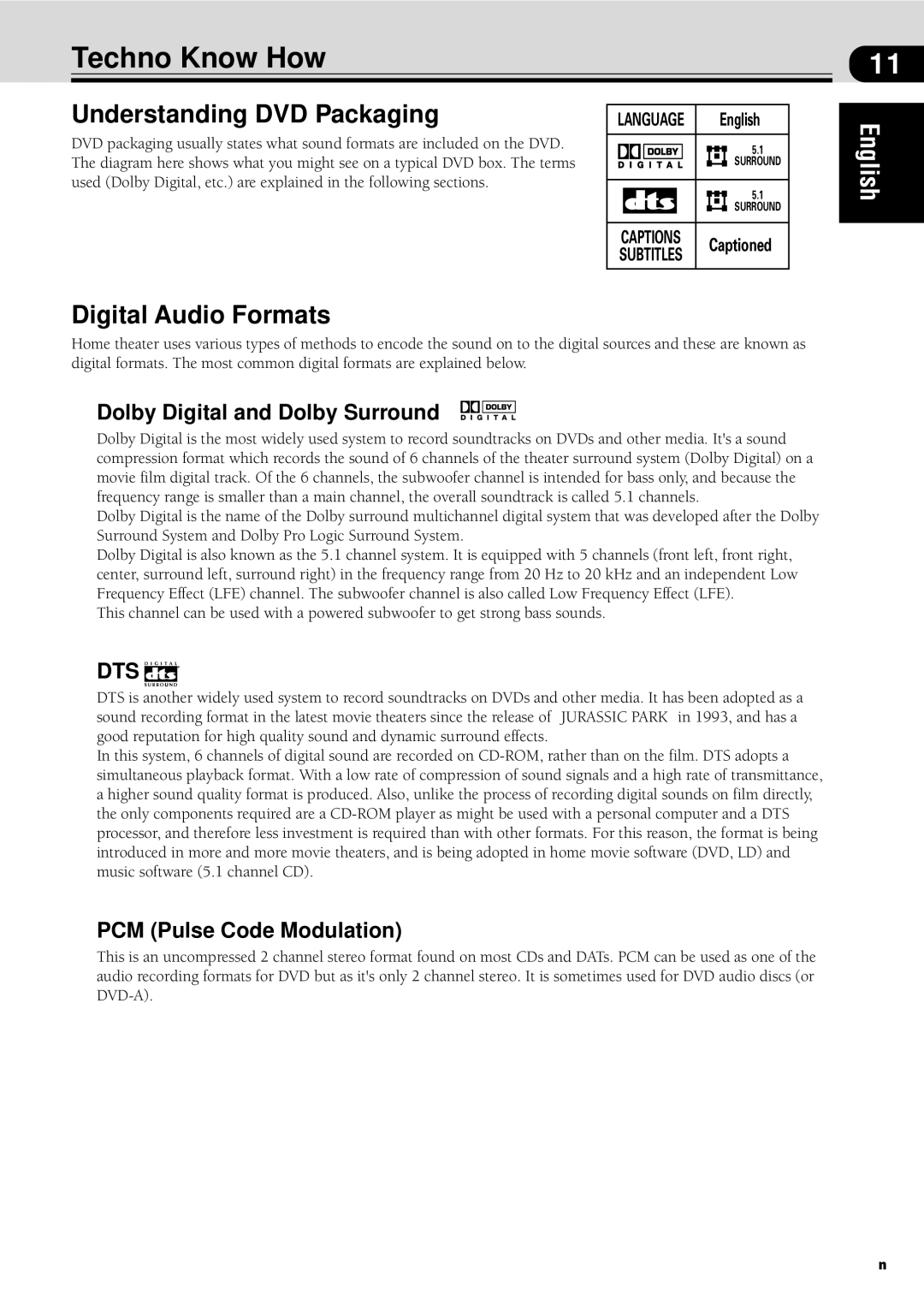 Pioneer VSX-C100-S operating instructions Techno Know How, Understanding DVD Packaging, Digital Audio Formats 