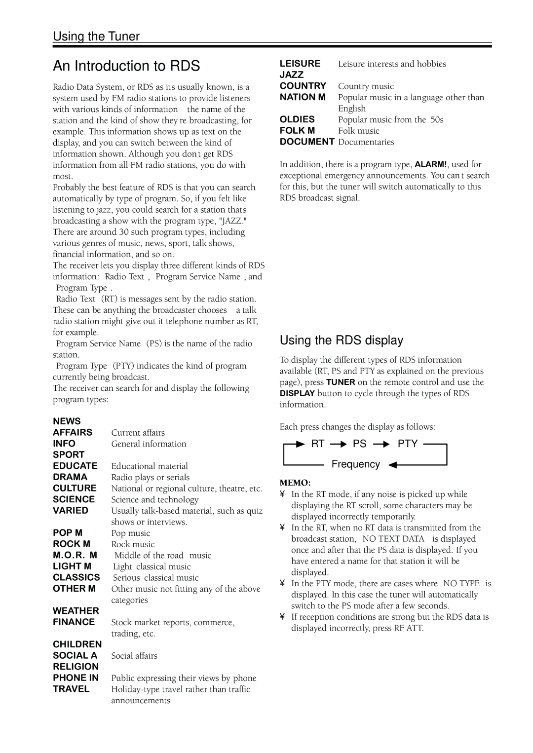 Pioneer VSX-C300-S manual An Introduction to RDS, Using the RDS display 