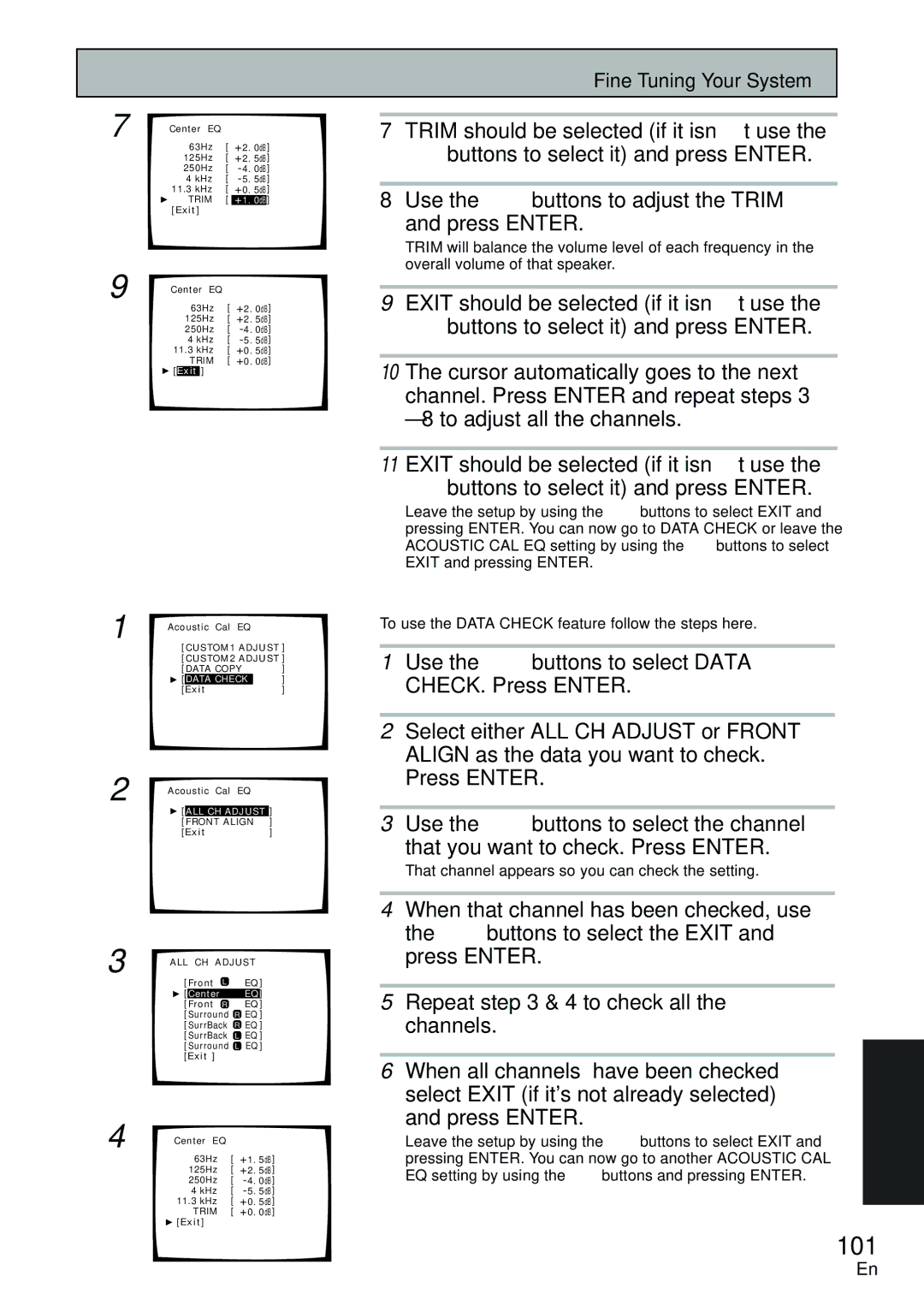 Pioneer VSX-D2011-S, VSX-D2011-G manual 101, To use the Data Check feature follow the steps here 