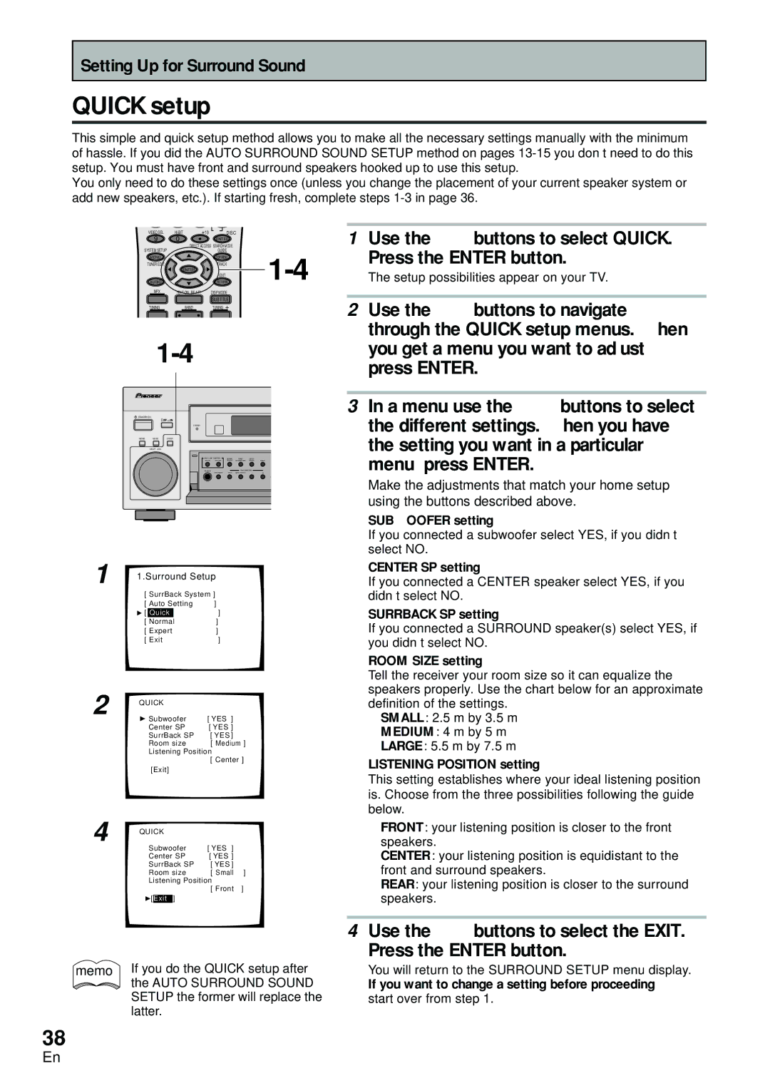 Pioneer VSX-D2011-G, VSX-D2011-S manual Quick setup 