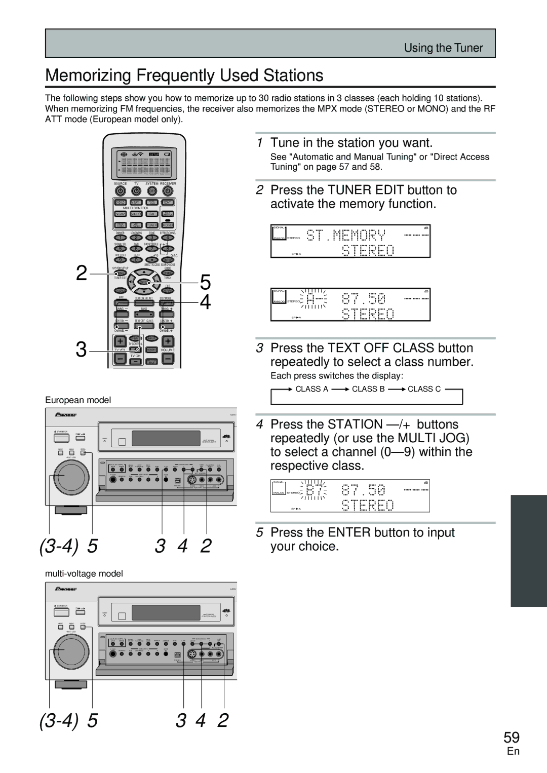 Pioneer VSX-D2011-S, VSX-D2011-G manual Memorizing Frequently Used Stations 