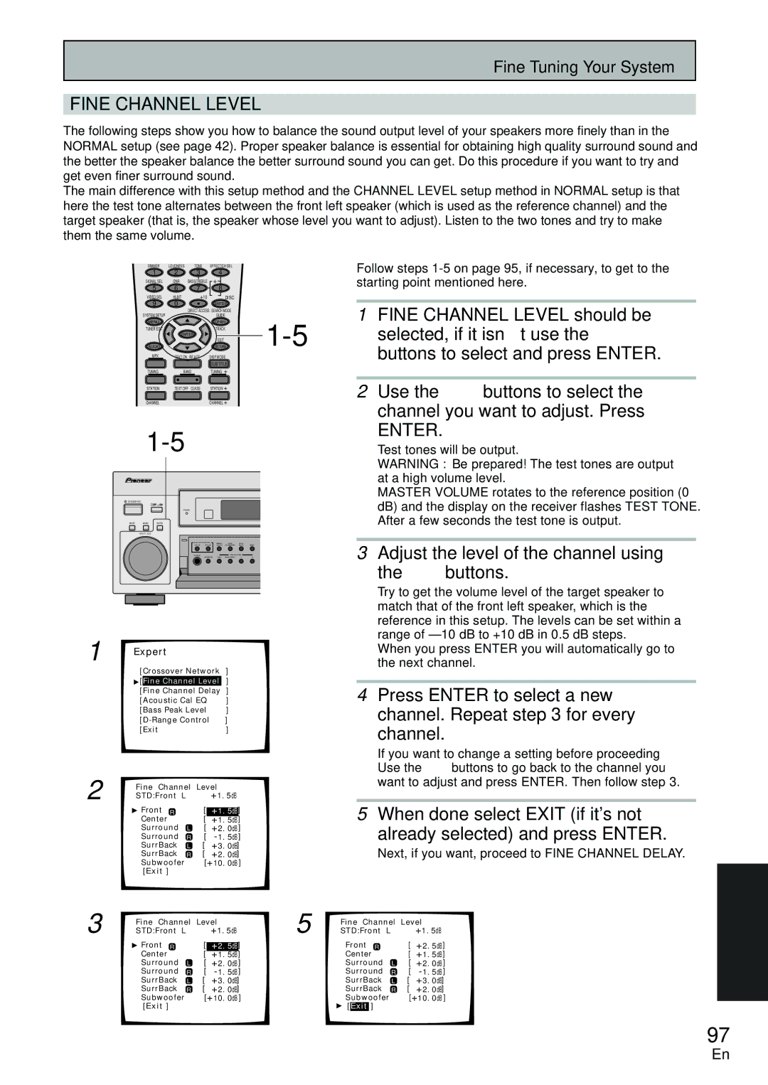 Pioneer VSX-D2011-S, VSX-D2011-G manual Fine Channel Level 