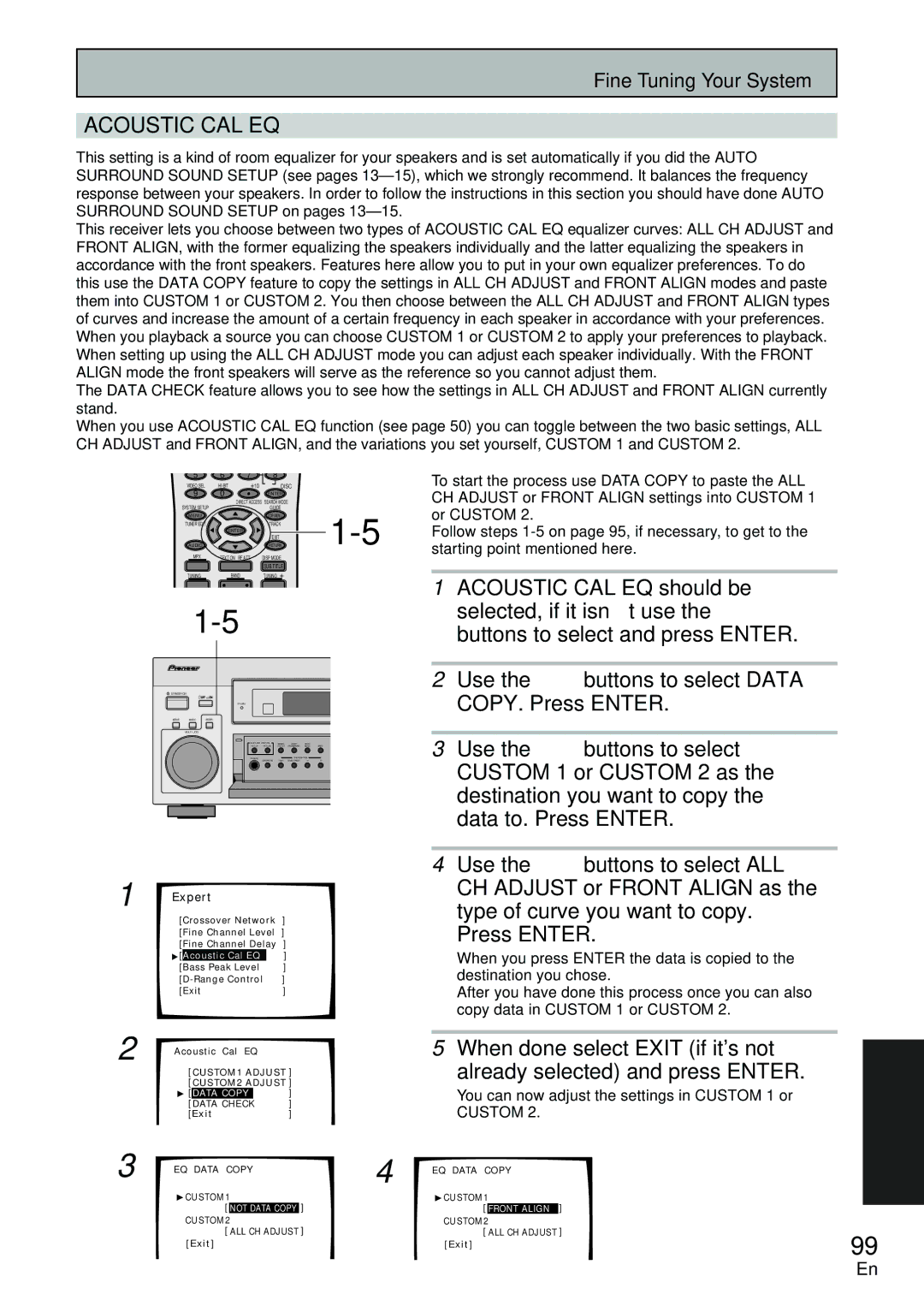 Pioneer VSX-D2011-S, VSX-D2011-G manual Acoustic CAL EQ 