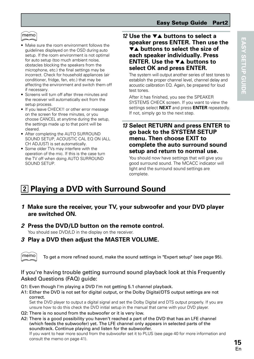 Pioneer VSX-D2011-S 2Playing a DVD with Surround Sound, 2Press the DVD/LD button on the remote control, Easy Setup Guide 