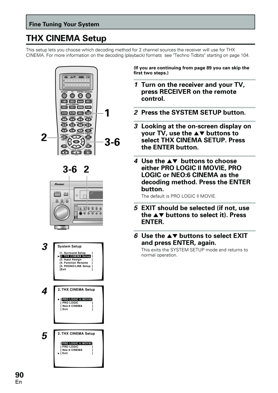 Pioneer VSX-D2011-G manual 3-62, THX CINEMA Setup, your TV, use the 5∞ buttons to, select THX CINEMA SETUP. Press, Enter 