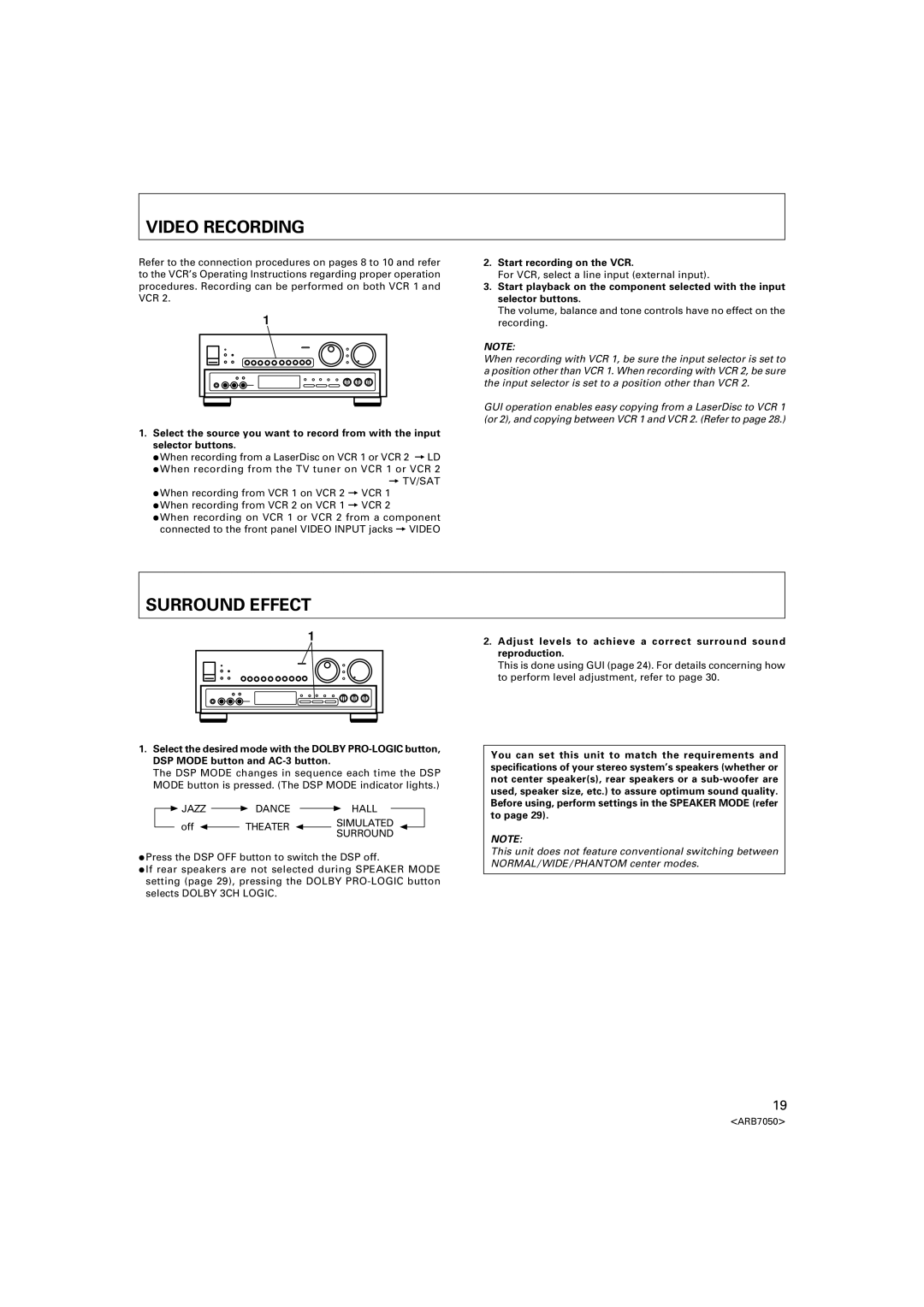 Pioneer VSX-D3S warranty Video Recording, Surround Effect, = Tv/Sat, Start recording on the VCR 