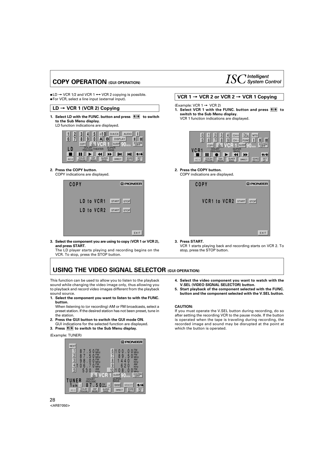 Pioneer VSX-D3S warranty Copy Operation GUI Operation, Using the Video Signal Selector GUI Operation 