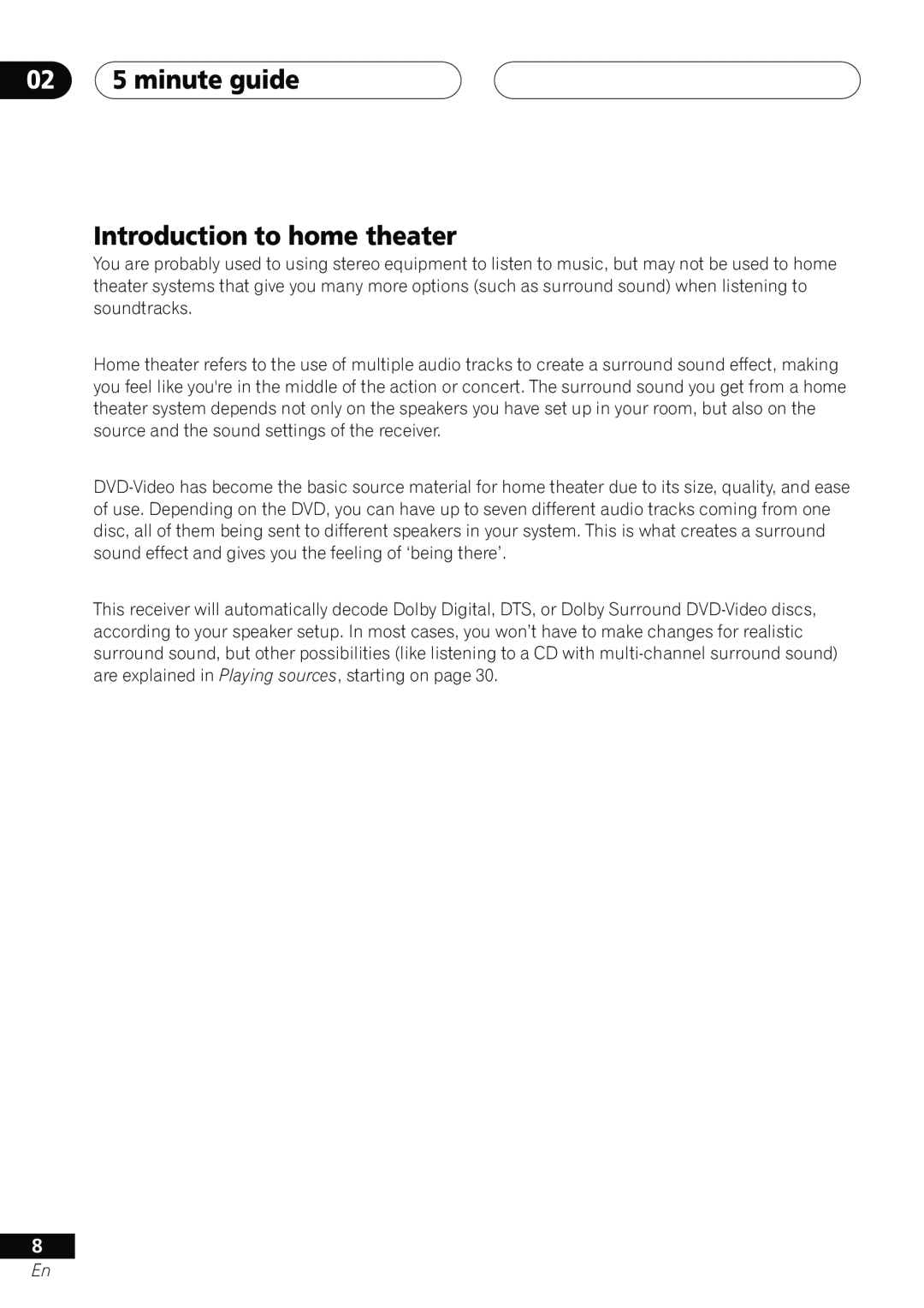 Pioneer vsx-d412 manual 02 5 minute guide Introduction to home theater 