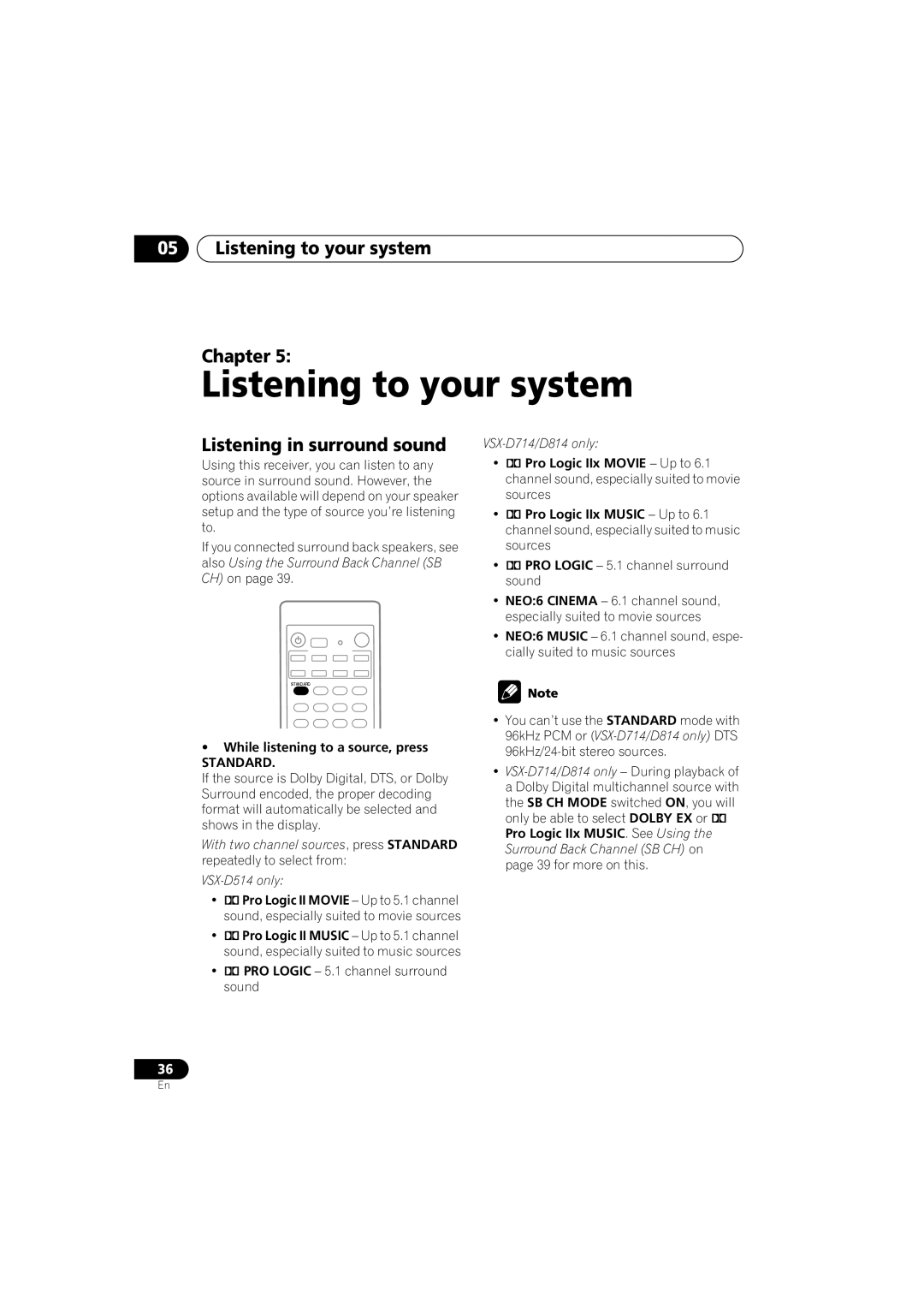 Pioneer VSX-D514, VSX-D714 manual Listening to your system Chapter, While listening to a source, press 