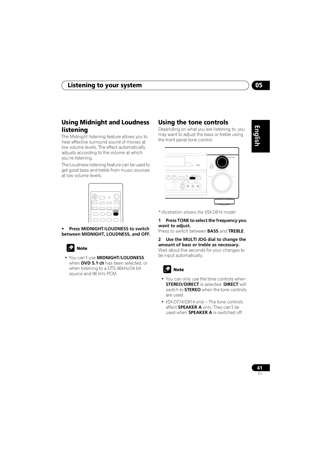 Pioneer VSX-D714, VSX-D514 manual Listening to your system Using Midnight and Loudness 