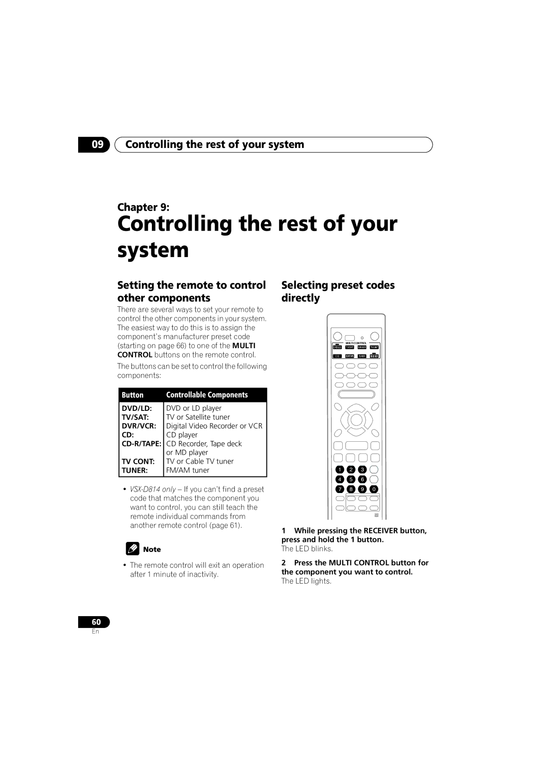 Pioneer VSX-D514, VSX-D714 Controlling the rest of your system Chapter, Setting the remote to control other components 