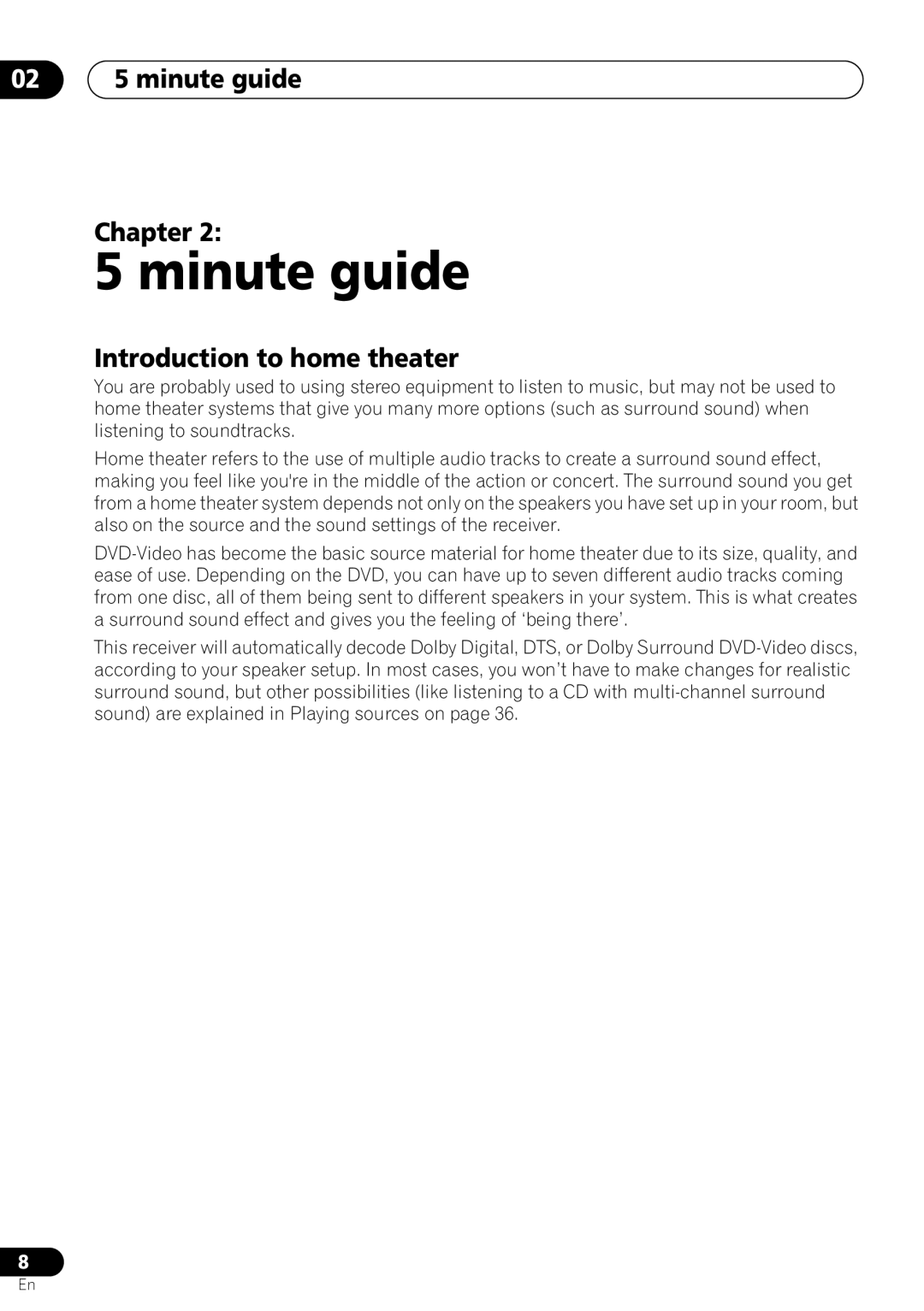Pioneer VSX-D712 manual minute guide Chapter, Introduction to home theater 