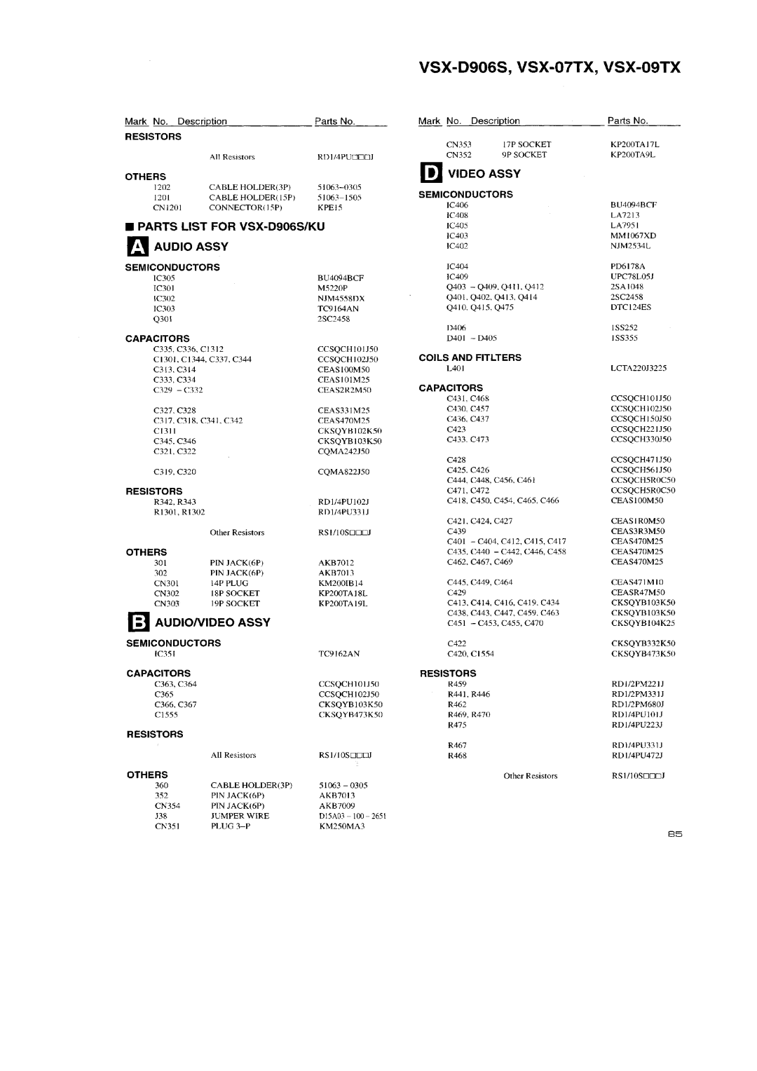 Pioneer VSX-D906S, VSX-09TX manual 