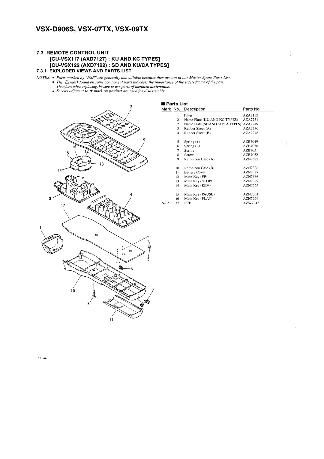 Pioneer VSX-09TX, VSX-D906S manual 