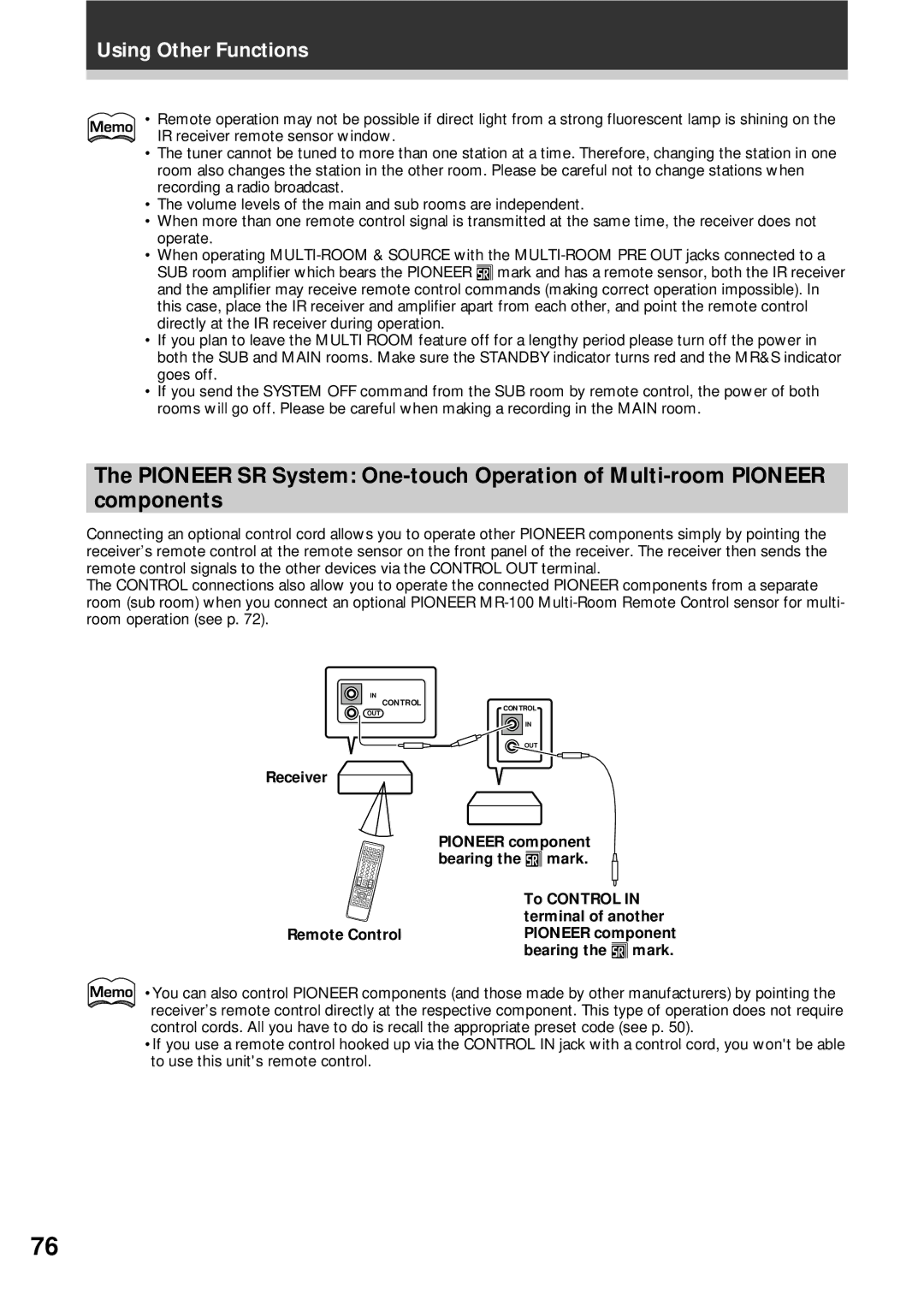 Pioneer VSX-D908S operating instructions Control 