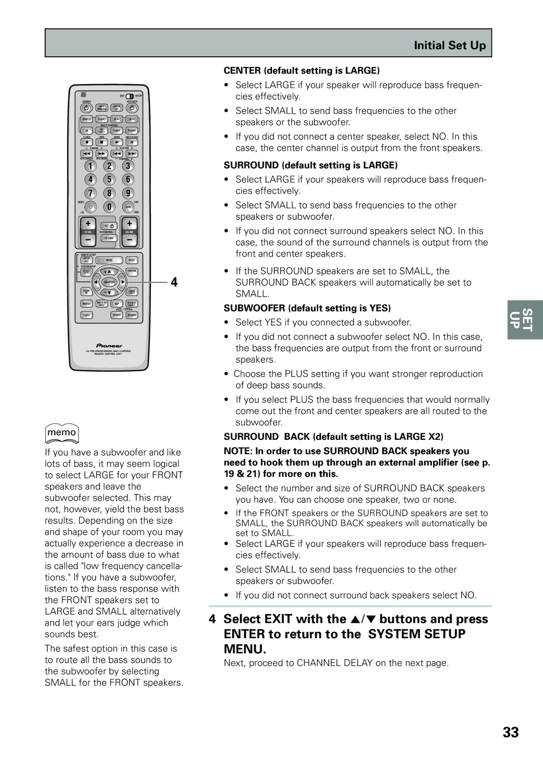 Pioneer VSX-D909S manual Menu 