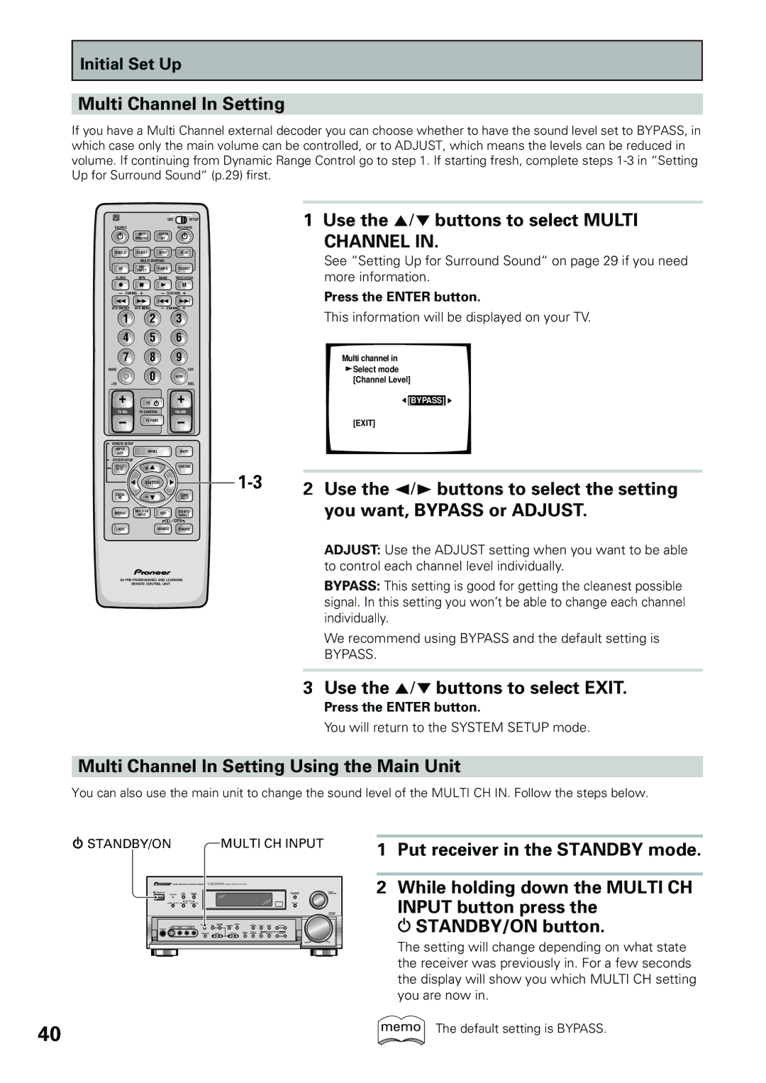 Pioneer VSX-D909S manual Channel 