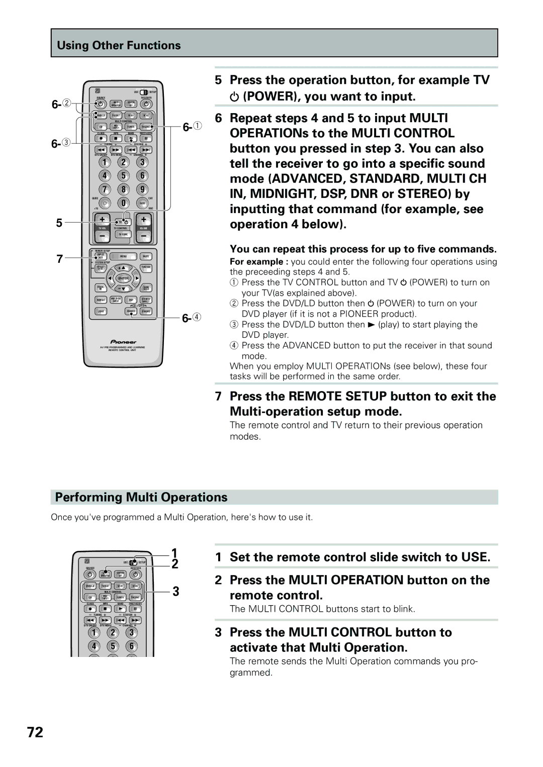 Pioneer VSX-D909S manual Performing Multi Operations, You can repeat this process for up to five commands 