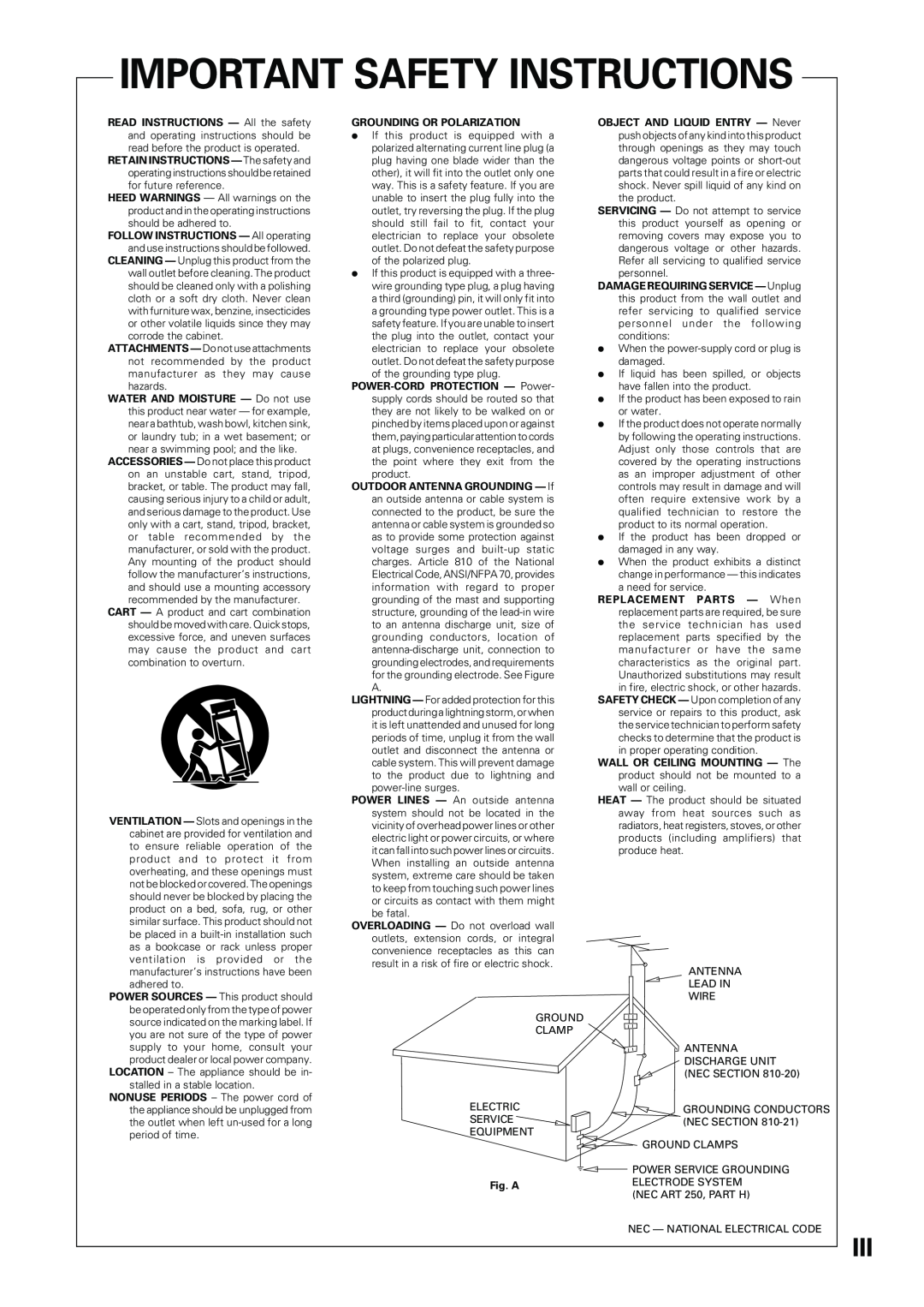Pioneer VSX-D909S manual Important Safety Instructions 