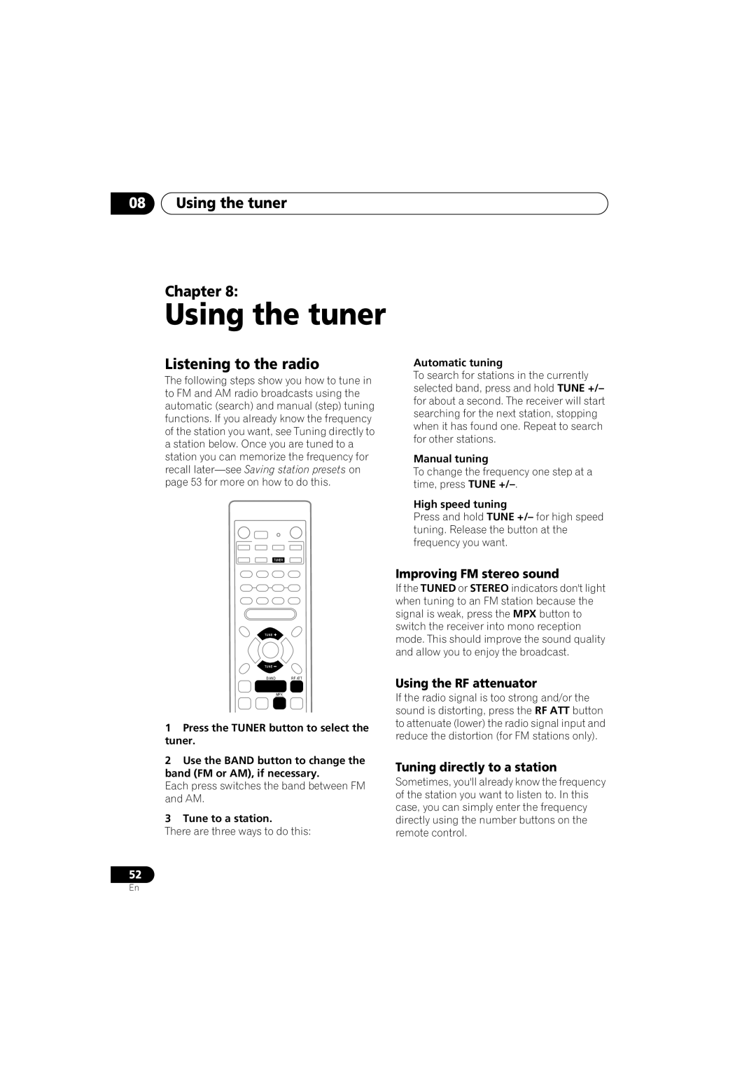 Pioneer VSX-D912, VSX-D812 operating instructions Using the tuner Chapter, Listening to the radio 