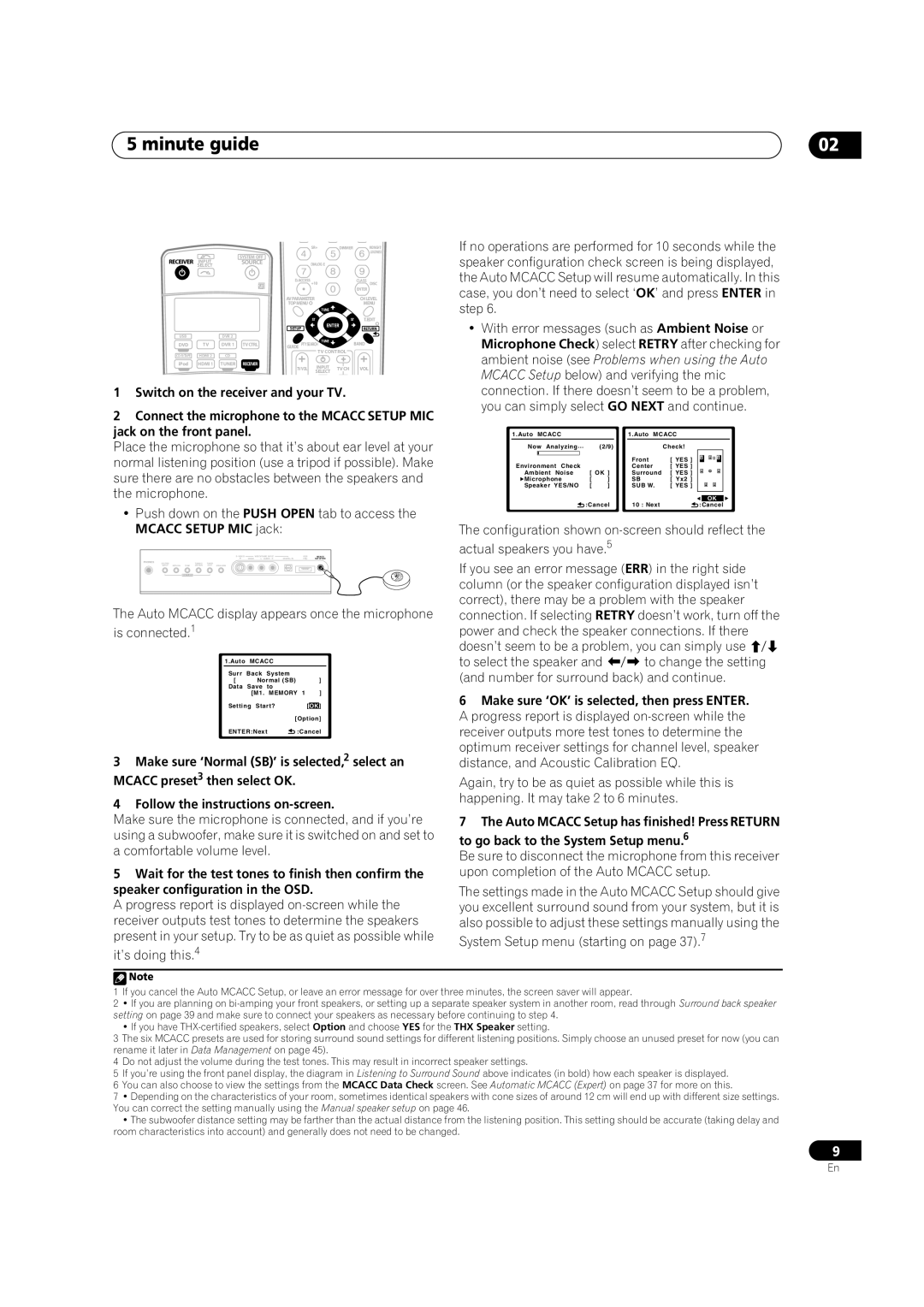 Pioneer VSX-LX50 manual Minute guide 