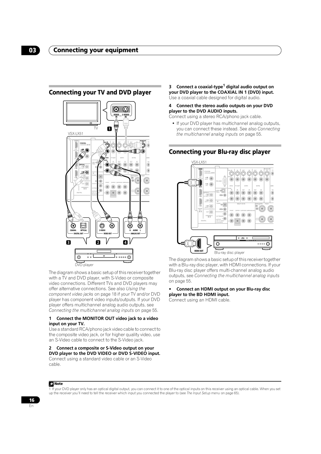 Pioneer VSX-LX51 manual Connecting your equipment Connecting your TV and DVD player, Connecting your Blu-ray disc player 