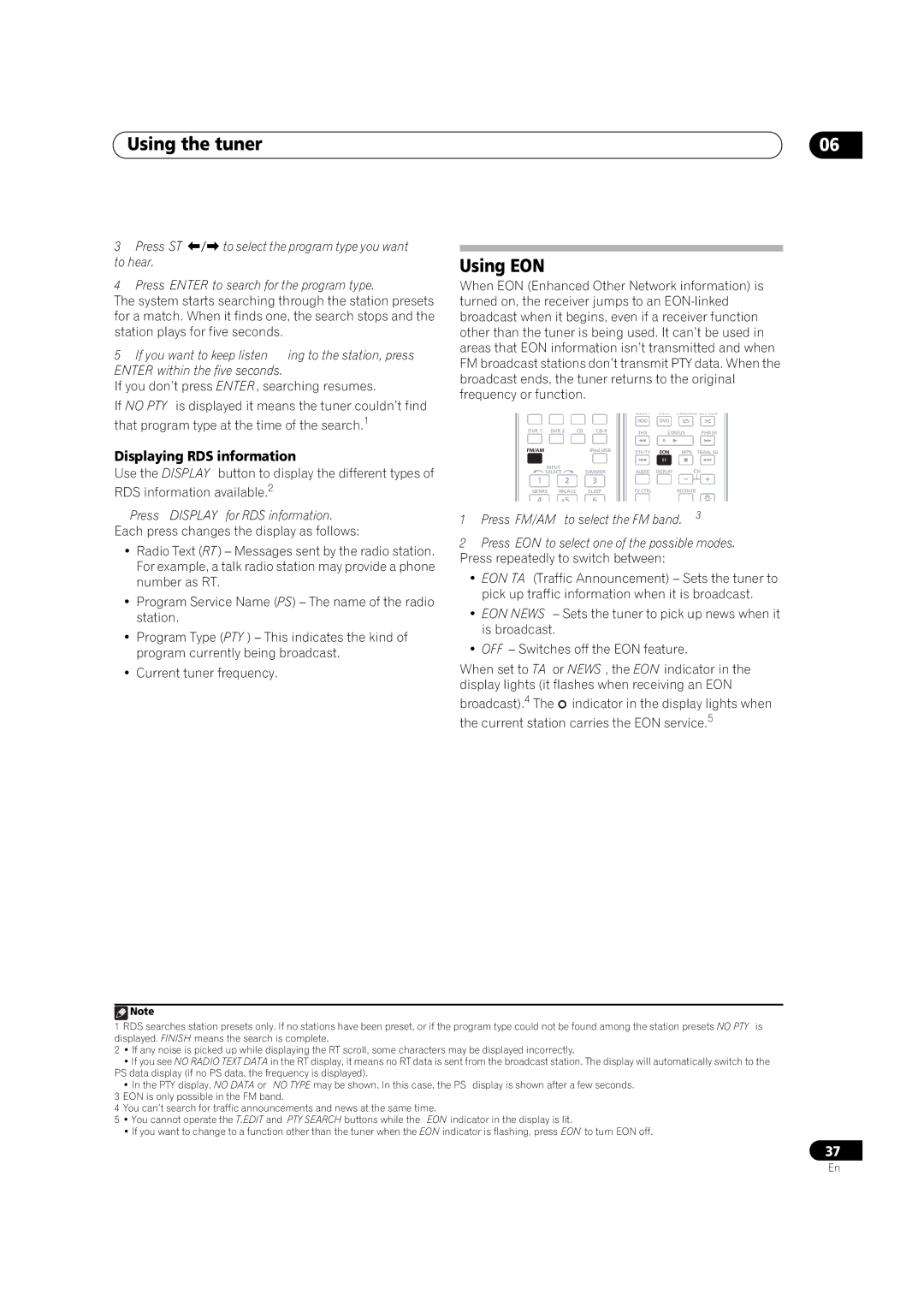 Pioneer VSX-LX51 manual Using EON, Displaying RDS information 