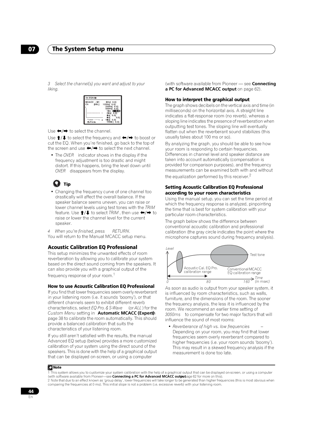 Pioneer VSX-LX51 manual Acoustic Calibration EQ Professional, How to interpret the graphical output 