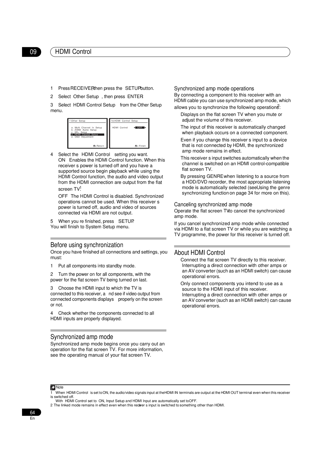 Pioneer VSX-LX51 manual Before using synchronization, About Hdmi Control, Synchronized amp mode 