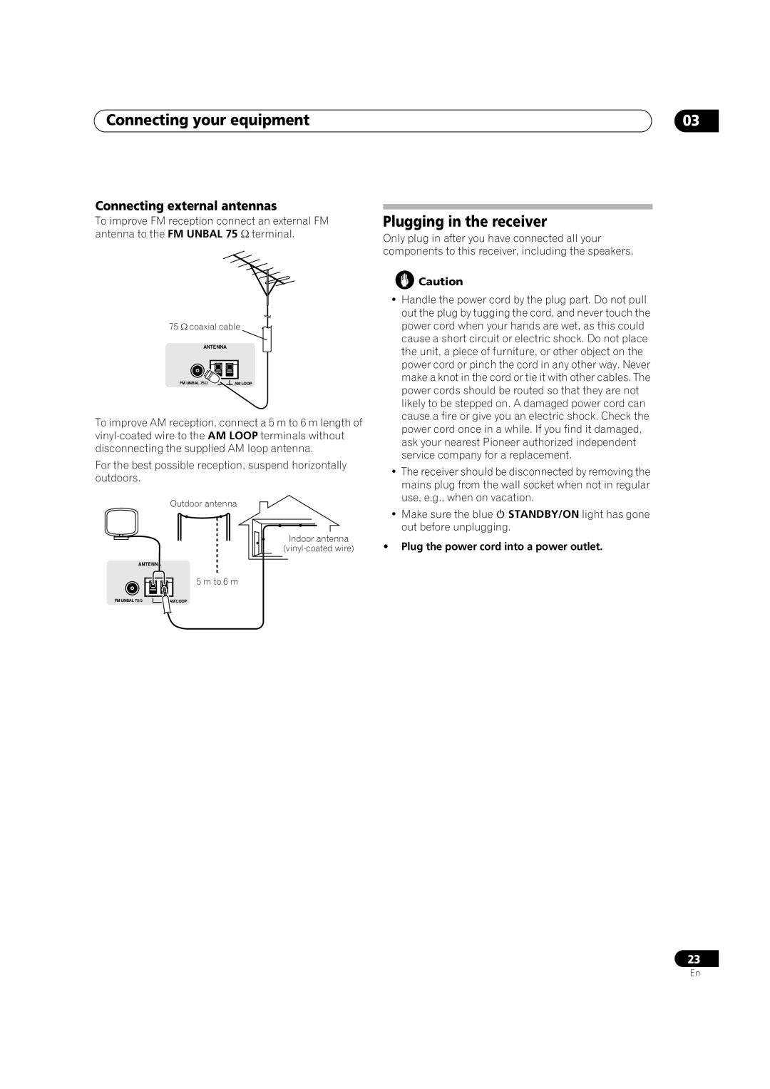 Pioneer VSX-LX51 manual Plugging in the receiver, Connecting external antennas, Connecting your equipment 
