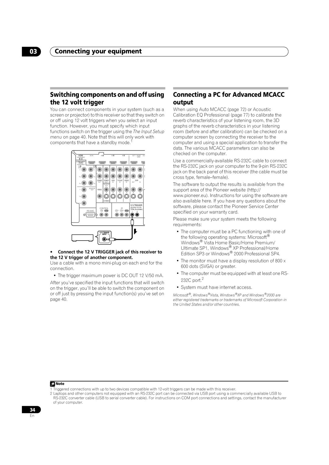 Pioneer VSX-LX52 manual Connecting a PC for Advanced Mcacc output 