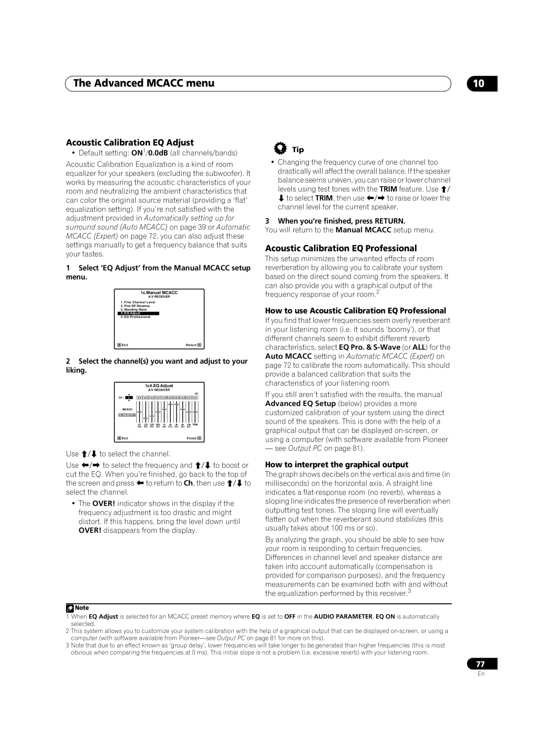 Pioneer VSX-LX52 manual Acoustic Calibration EQ Adjust, Acoustic Calibration EQ Professional 