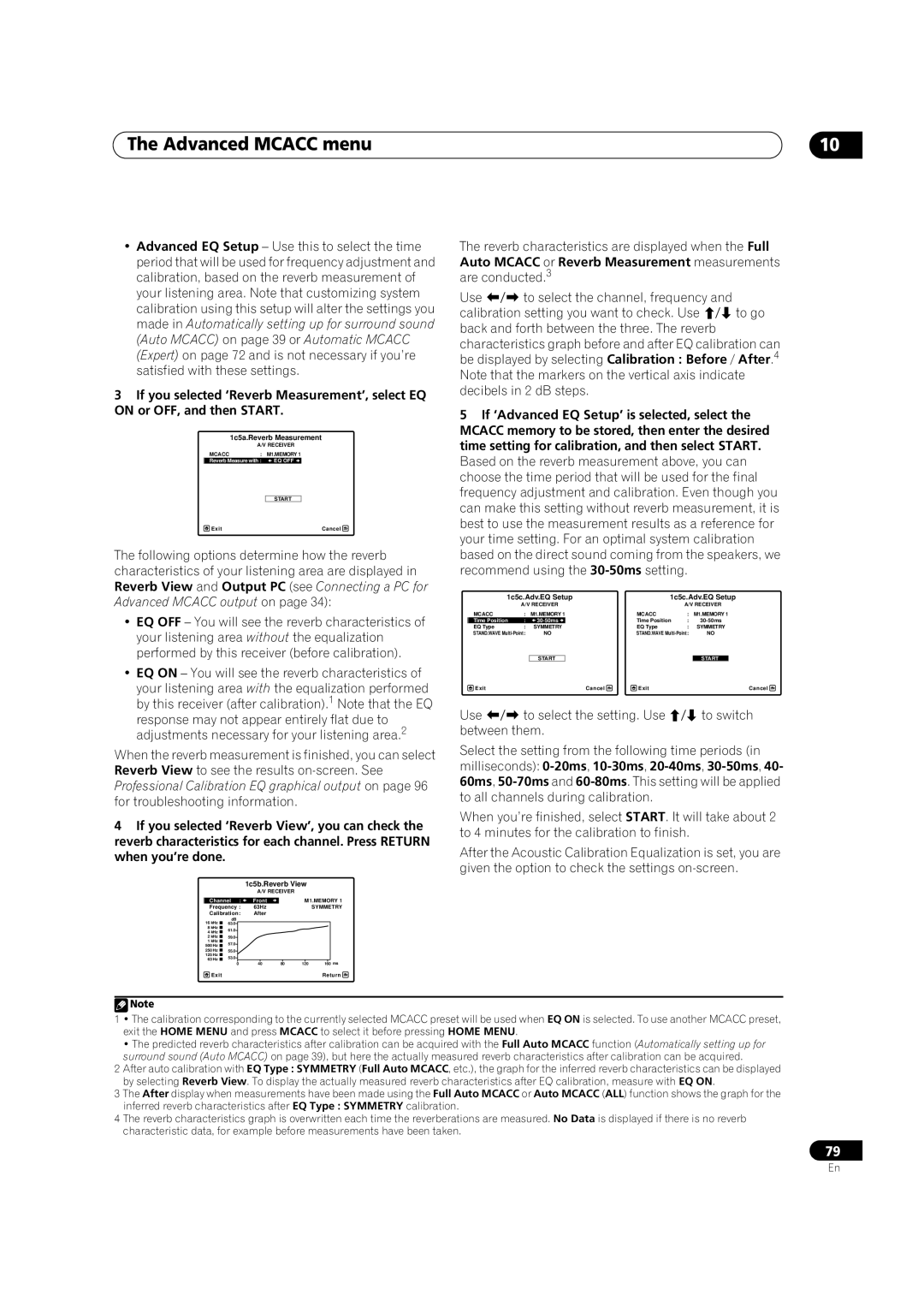 Pioneer VSX-LX52 manual 1c5a.Reverb Measurement, 1c5b.Reverb View, 1c5c.Adv.EQ Setup 