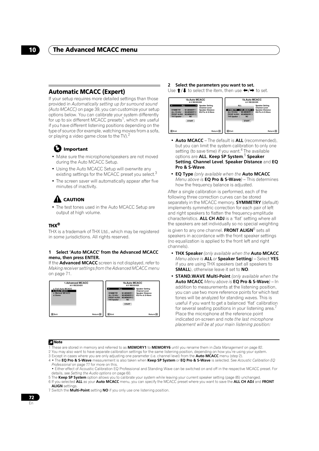 Pioneer VSX-LX52 manual 10The Advanced MCACC menu Automatic MCACC Expert 