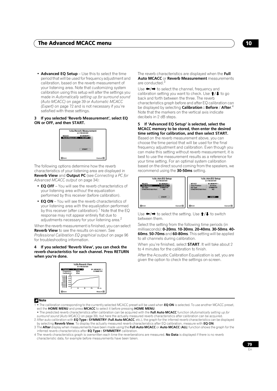 Pioneer VSX-LX52 manual The Advanced MCACC menu, •Advanced EQ Setup – Use this to select the time 