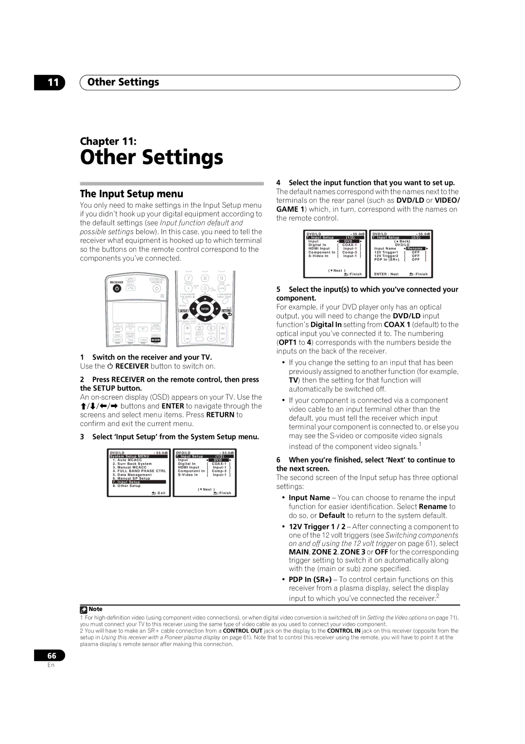 Pioneer VSX-LX60 operating instructions Other Settings Chapter, Input Setup menu 