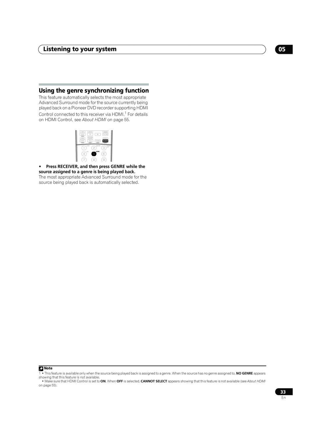 Pioneer VSX-LX60 operating instructions Using the genre synchronizing function, Listening to your system 