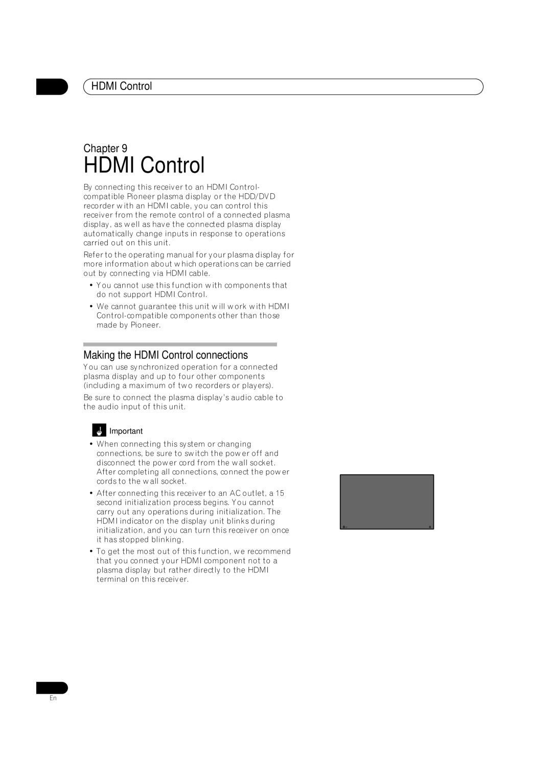 Pioneer VSX-LX70 manual Hdmi Control Chapter, Making the Hdmi Control connections 