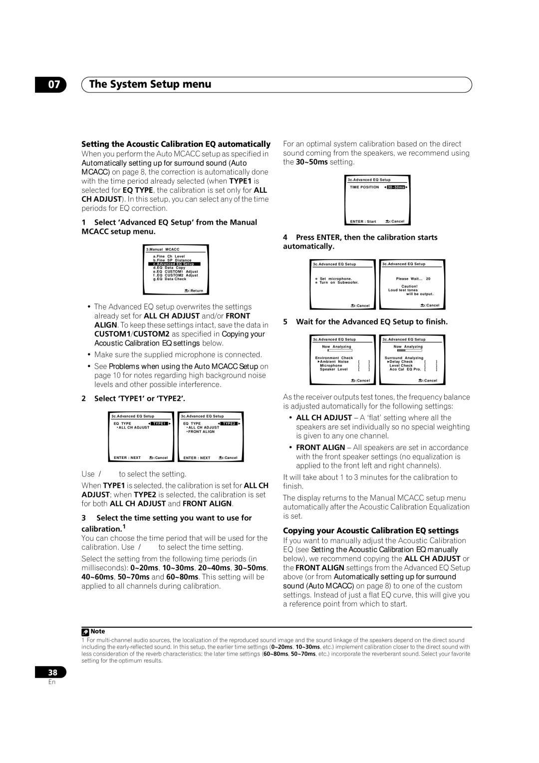 Pioneer VSX1017TXV manual Setting the Acoustic Calibration EQ automatically, Copying your Acoustic Calibration EQ settings 