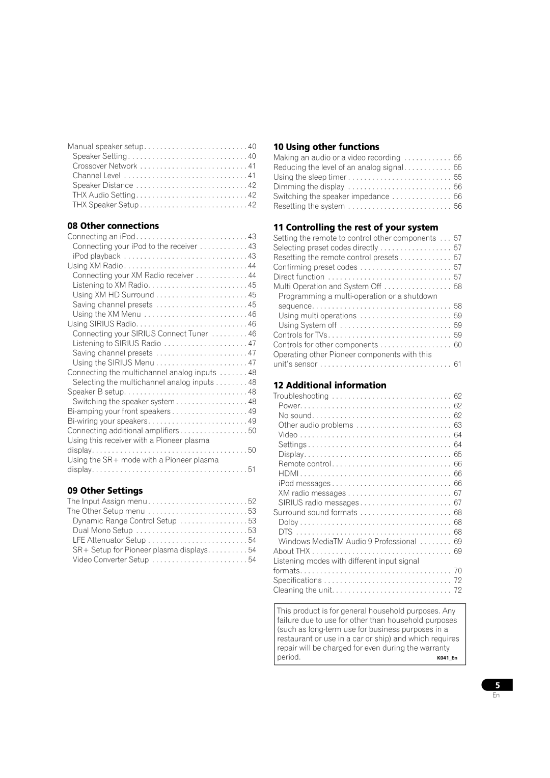 Pioneer VSX1017TXV manual Using other functions, Other connections, Other Settings, Controlling the rest of your system 