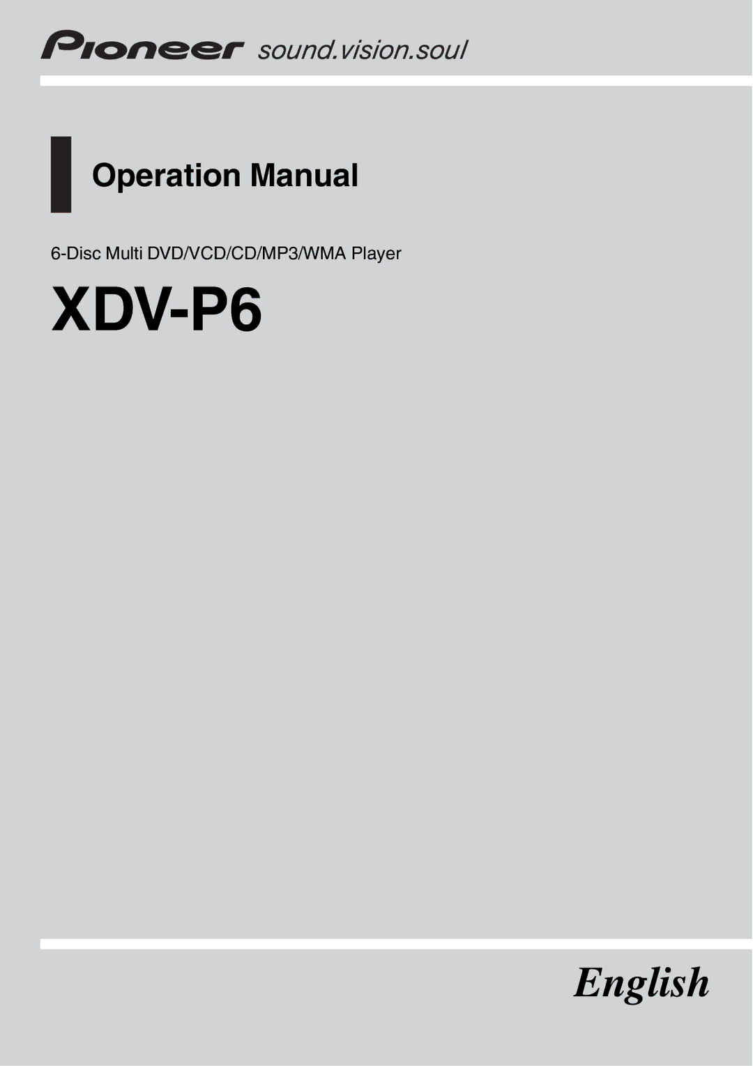 Pioneer XDV-P6 operation manual 