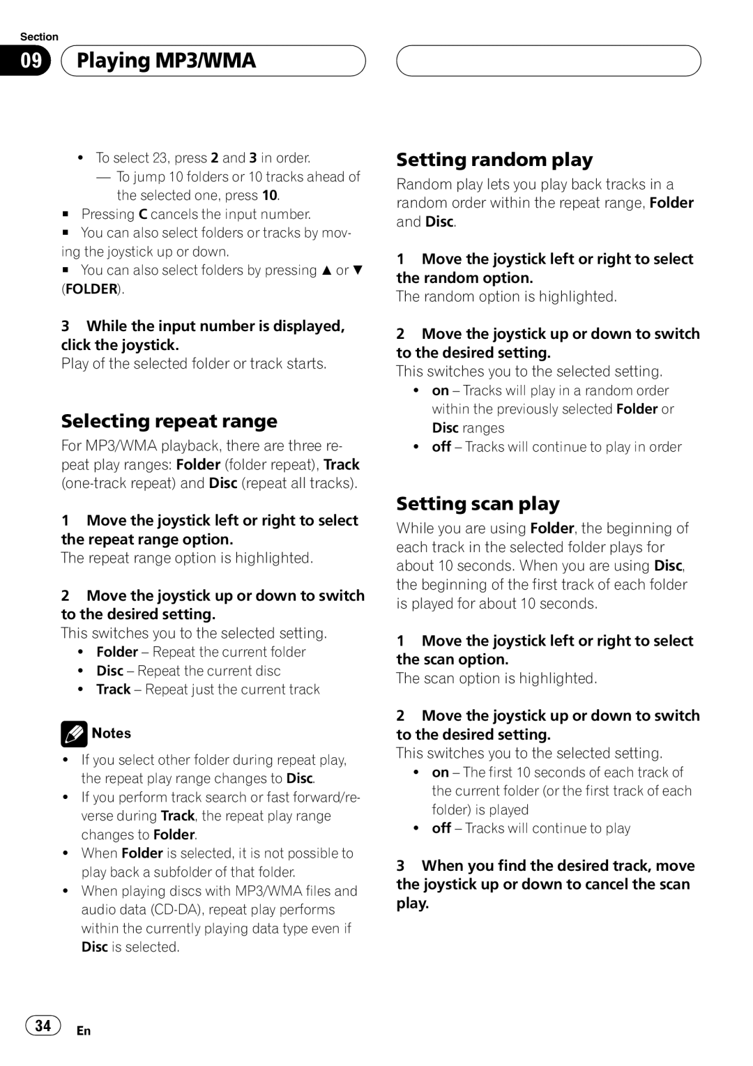 Pioneer XDV-P6 operation manual Playing MP3/WMA, Selecting repeat range 