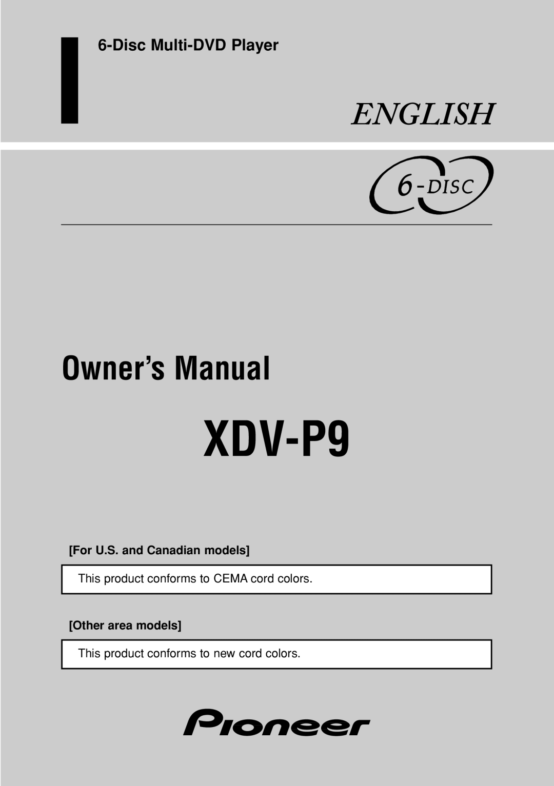 Pioneer XDV-P9 owner manual 