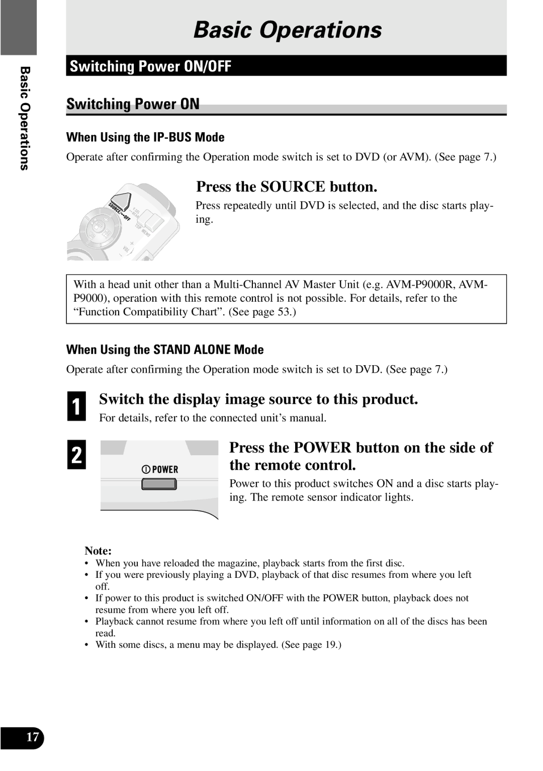 Pioneer XDV-P9 owner manual Switching Power ON/OFF, Switching Power on, Press the Source button 